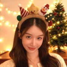 圣诞毛绒鹿角发箍圣诞节头饰女派对氛围拍照道具cos服装配饰发饰