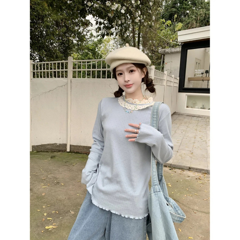 블루 바닥 셔츠 [꽃이 엄선한 좋은 품질]