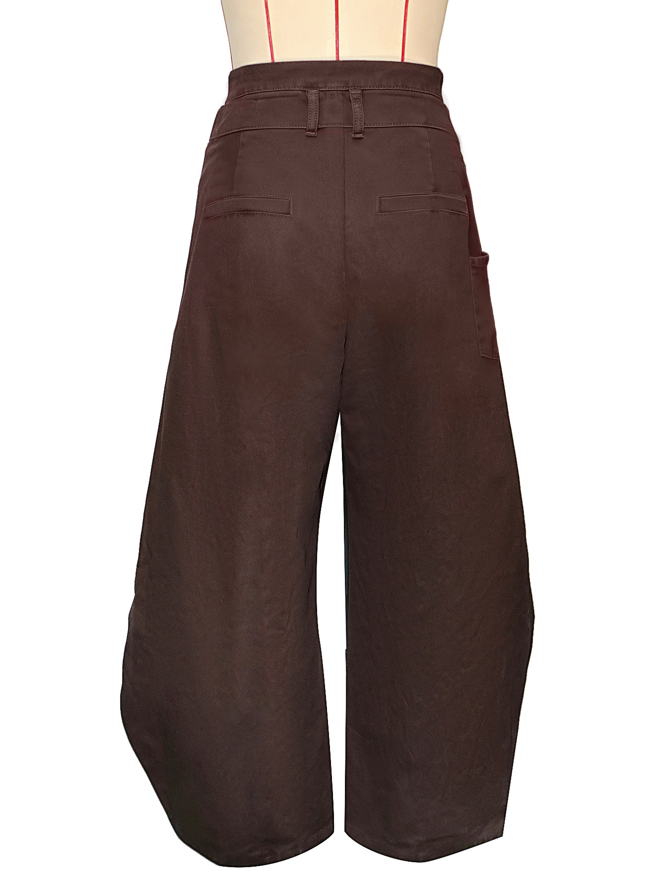Women's Clothing Retro High-Waisted Wide Leg Pants Irregular Crossover Metal Buckle Slimming Flowing Trousers For Women Hot Girl Style_mkmklike.com