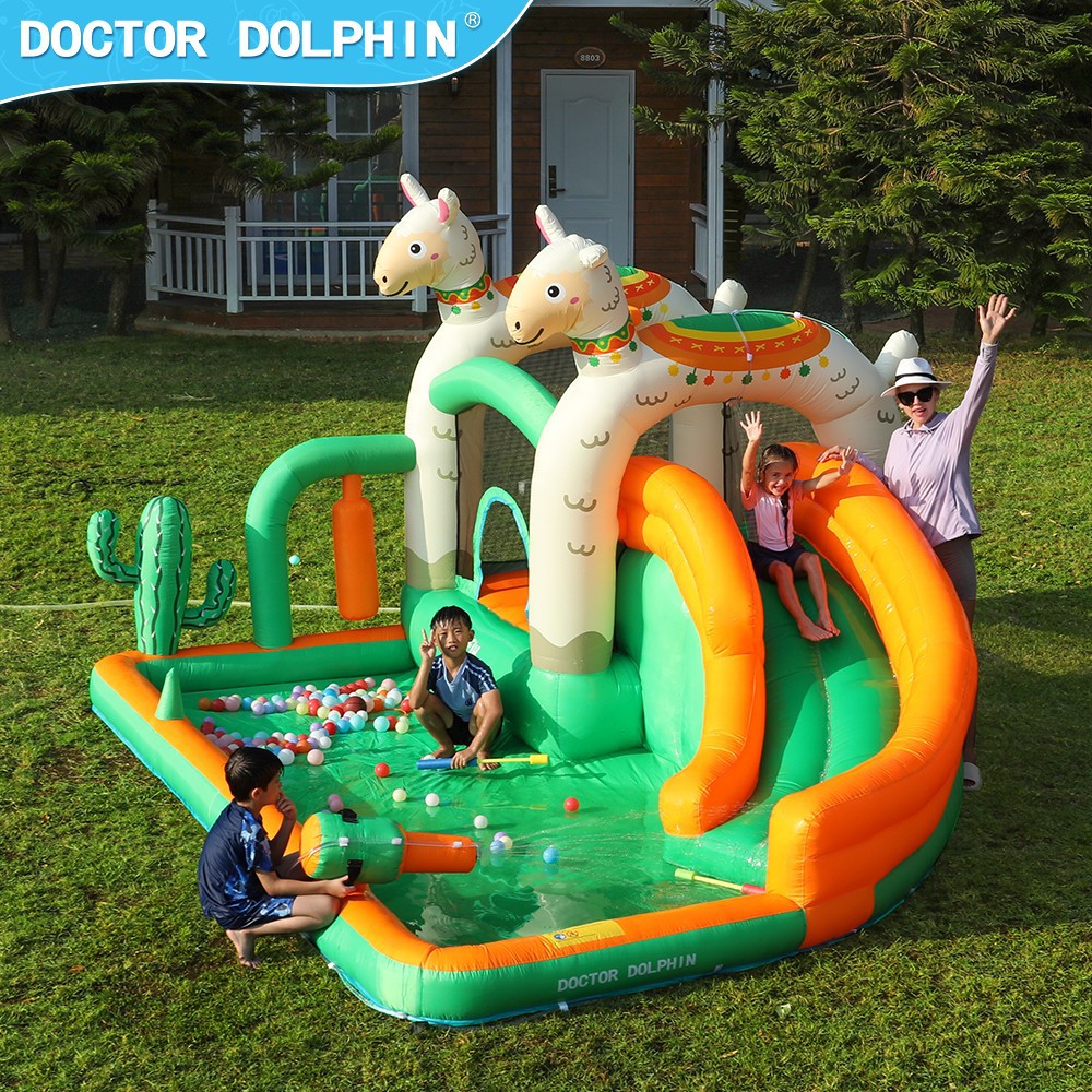 Doctor Pig| Castillo inflado para niños pequeño tobogán de rociador de agua doméstico piscina de bobos trampolín parque castillo inflado interior