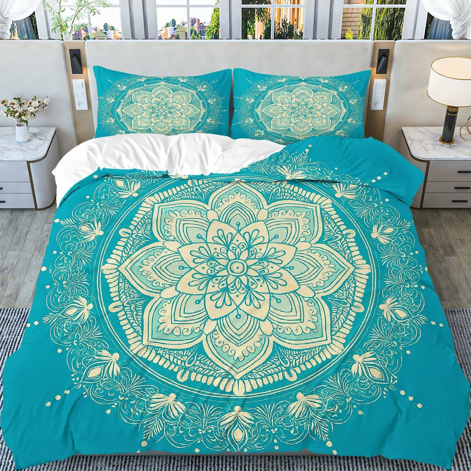 Transfronterizo textil para el hogar Mandala impresión digital quilt kit suave piel transpirable portador TEMU / JIT