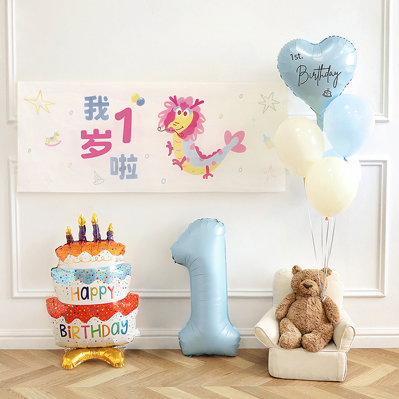 Decorazioni con palloncini a tema drago per il primo compleanno del bebè, articoli per feste per bambini unisex, per maschietti e femminucce, allestimento di sfondo per la cerimonia._voghion.com