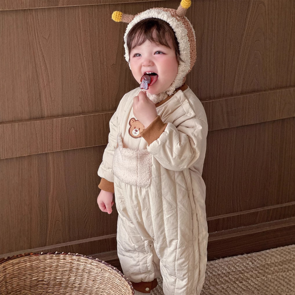 Ropa para niños coreanos ropa de otoño e invierno para bebés más mameluco de manga larga de terciopelo