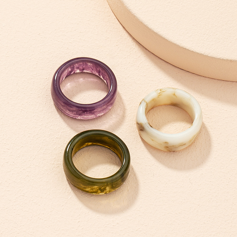 Korean retro contrast color acrylic ring