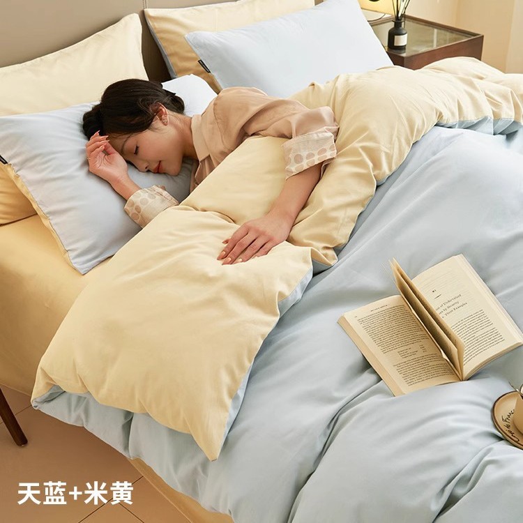 Cama de algodón de cuatro piezas de algodón puro 2025 nuevo estilo sábana funda de edredón sábana ropa de cama de dormitorio de tres piezas