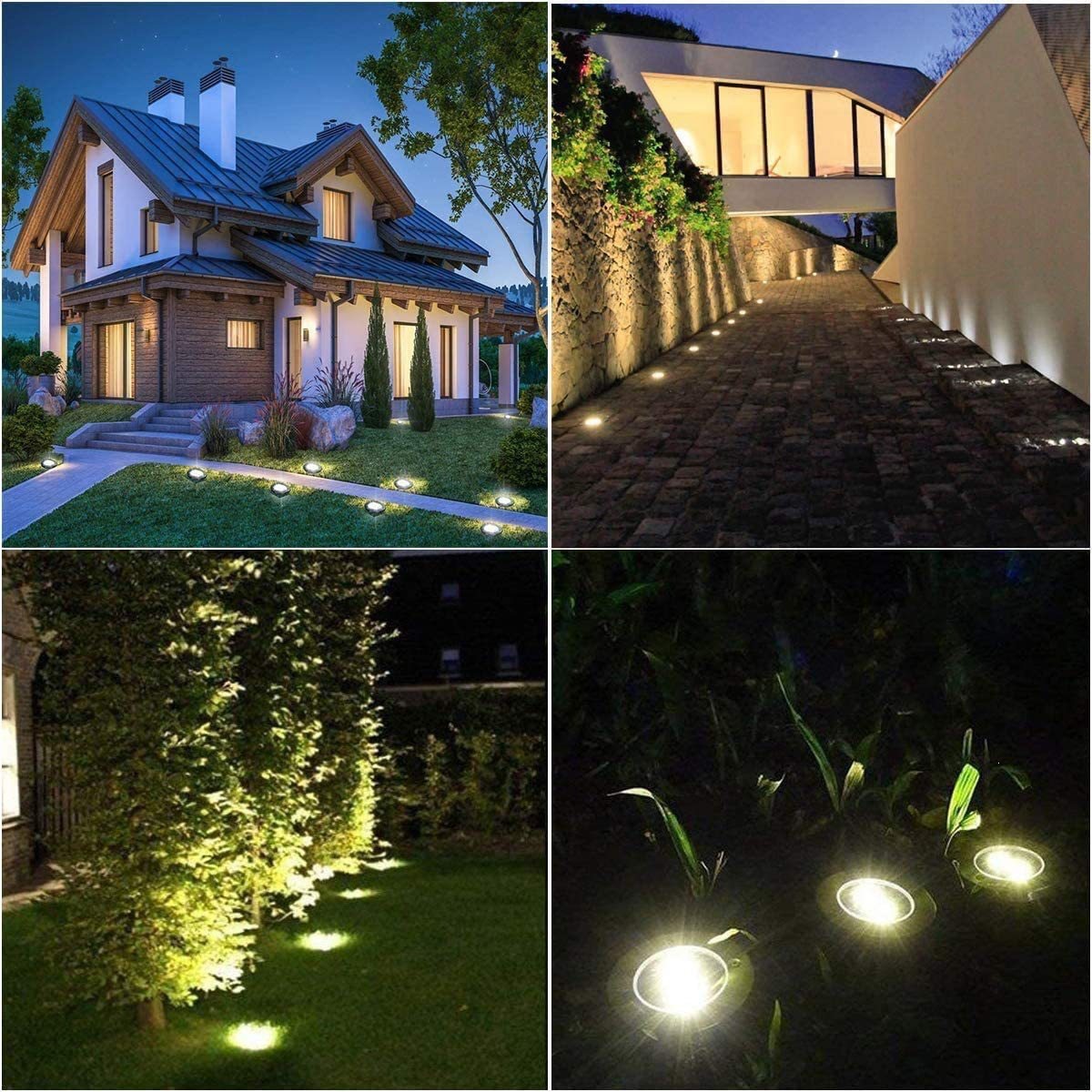 Luz solar subterránea 8LED acero inoxidable lámpara de césped lámpara de jardín patio jardín villa paisaje lámpara de suelo IP65 impermeable
