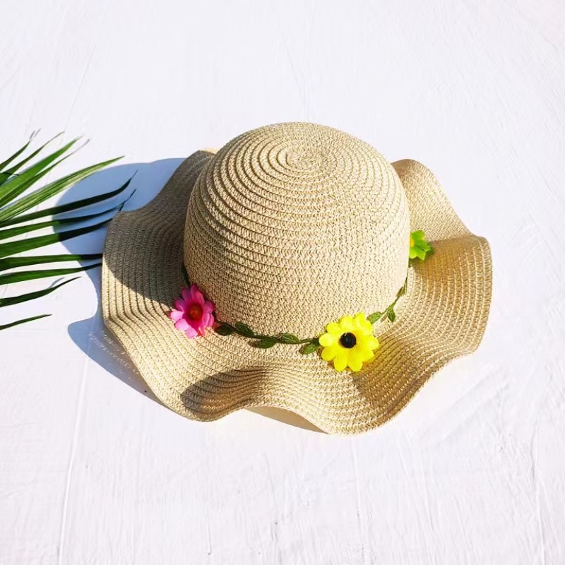 Girl'S Sweet Simple Style Flower Jacquard Straw Hat display picture 4