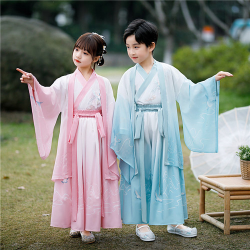 Children Chinese traditional folk costumes hanfu for girl boys ancient fairy dress prince princess film cosplay dress