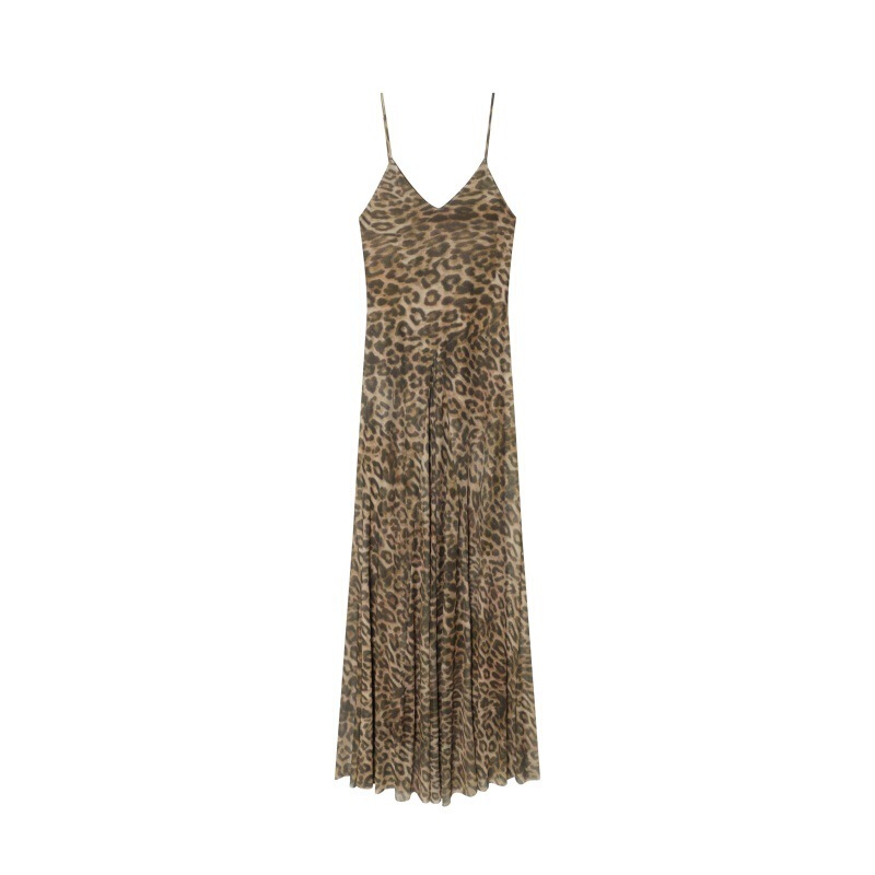 UNIZERA Women's 2026 Summer New Product Backless V-neck Leopard Print Silk Mesh Strap Dress 5039406 UNIZERA Women's 2026 Summer New Product Backless V-neck Leopard Print Silk Mesh Strap Dress 5039406
