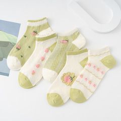 夏季網眼襪子女士薄款短筒襪ins潮可愛甜美學生淺口透氣船襪批發