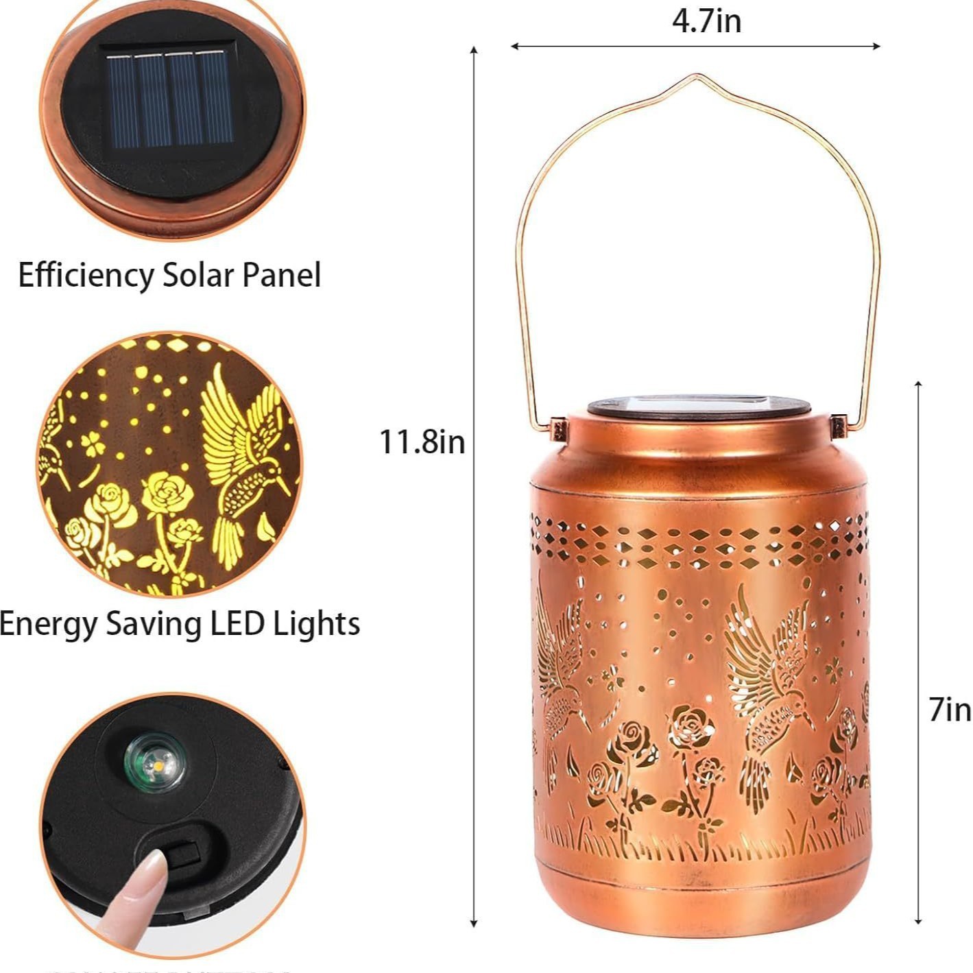 Amazon explotó fotos para probar linternas impermeables lámparas de hierro forjado lámparas de caballo jardín al aire libre colibríes lámparas de patio solar