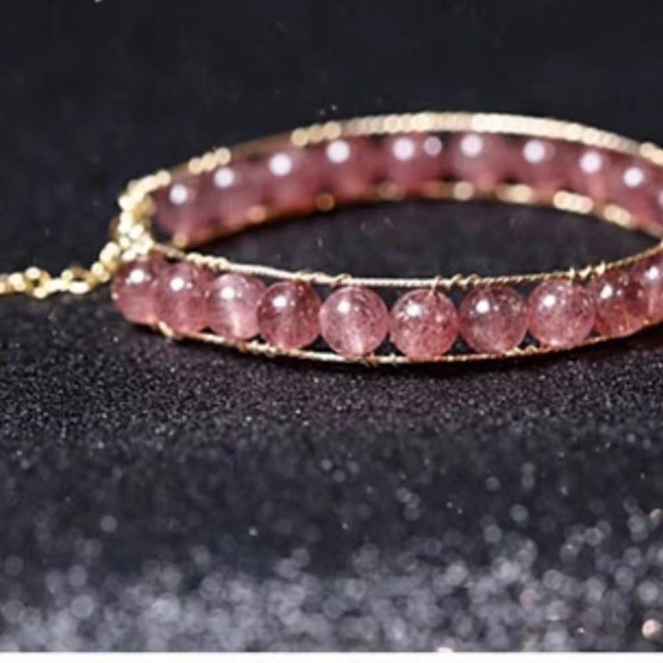 Bracciale in agata rossa e cristallo fragola con oro_voghion.com