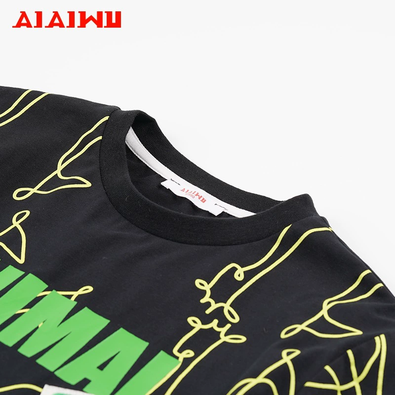 艾艾屋 Осень длинный рукав для мальчиков, черная футболка, толстовка, для подростков