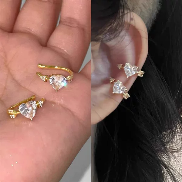 Angel Arrow ~ Sweet Cool Love Zircon Ear Clip Female Niche Design Advanced Ear Clip Simple Earrings