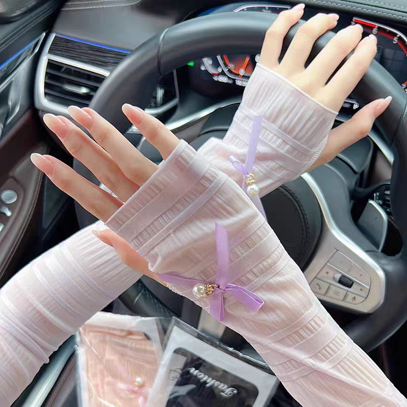 日よけ運転日焼け止め手袋女性ロングレース袖カバー薄い夏紫外線防止氷袖氷糸アームカバー|undefined