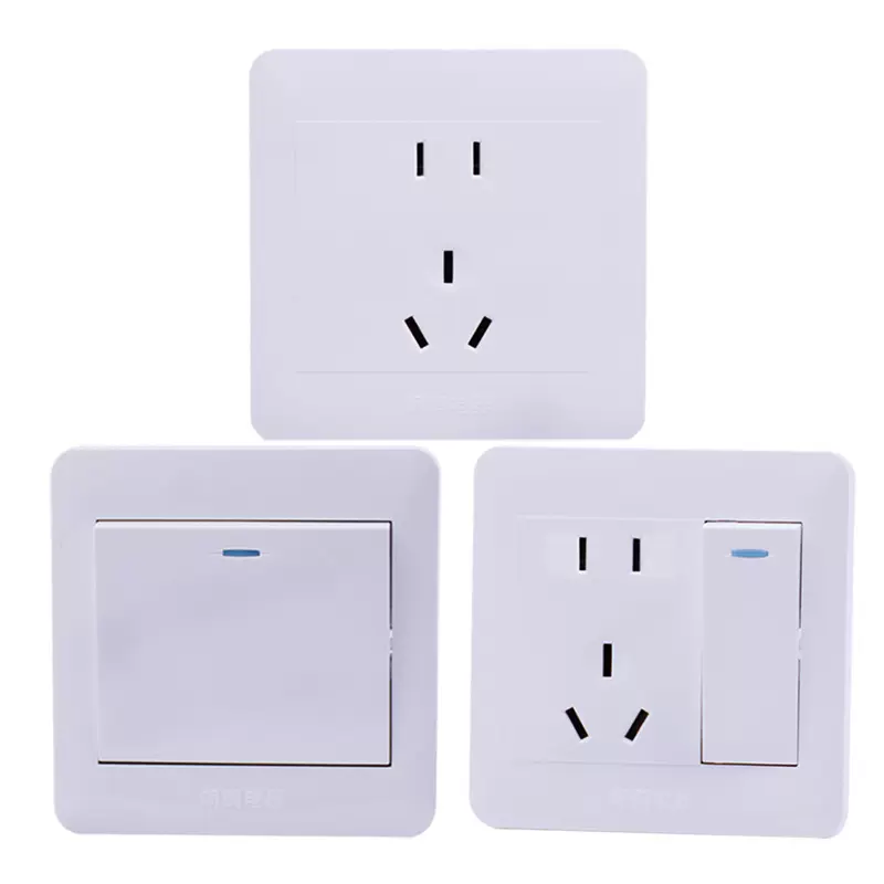 朗鹤86型暗装墙壁开关插座面板厂家批发白色工程系列5五孔插座