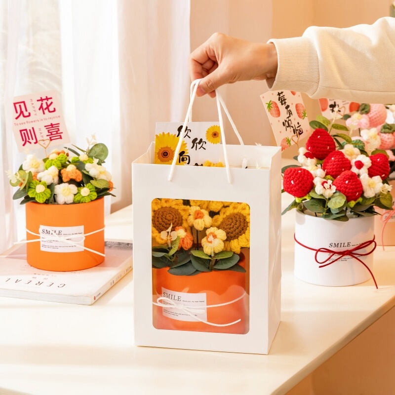 生日礼物送女生闺蜜妈妈手工成品针织编织毛线花束教师节节摆件|undefined