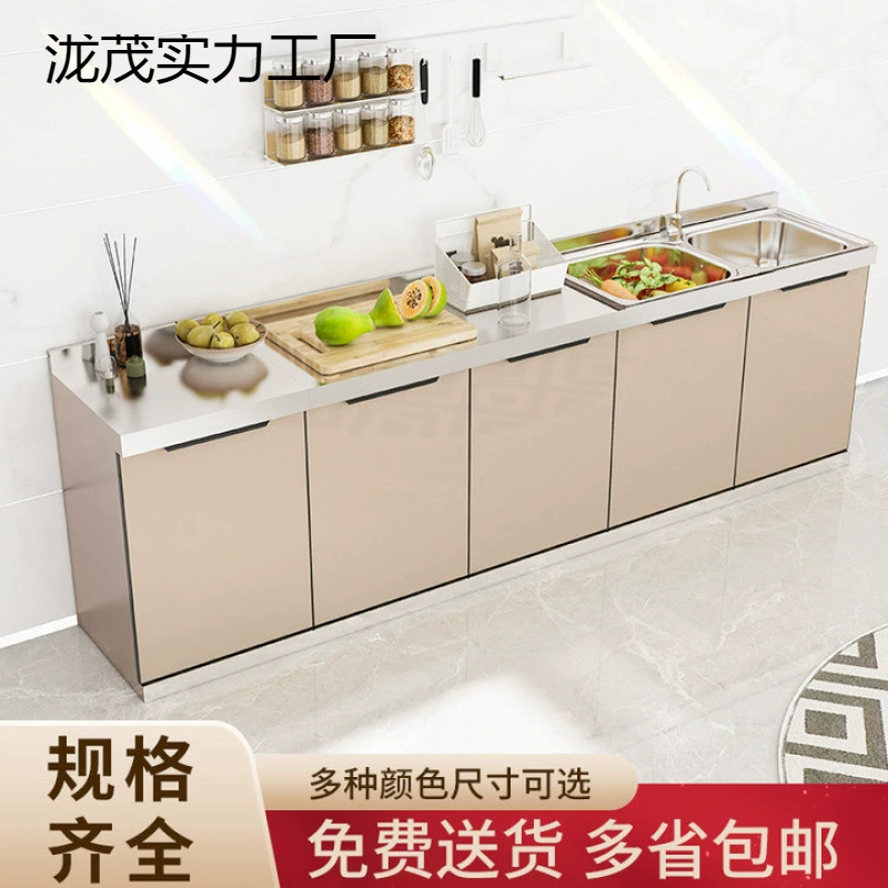 Кухонные шкафы из нержавеющей стали, простой шкаф для плиты, встроенный шкаф для аренды, сборка дома, экономичная встроенная кухня