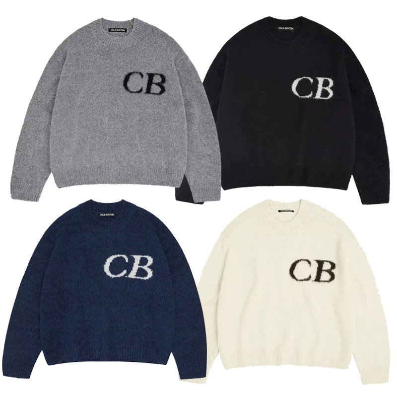 Комплект из свитера и брюк Cole Buxton: повседневный ретро-свитер с буквенным принтом CB, свободный крой, осень-зима