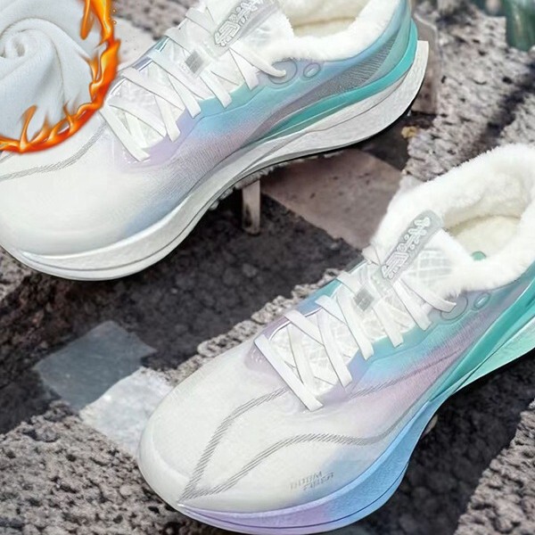 Plush Red Rabbit 8Pro Carbon Plate Running Shoes Cotton Shoes Winter Running Shoes with Sound Student Racing Sports Shoes Sneakers for Men