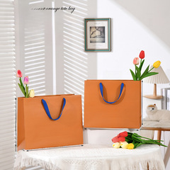 Orange Kraft Paper Handbag for Floral Gift Packaging, Horizontal Fashion Handbag, Gift Bag for Wholesalers