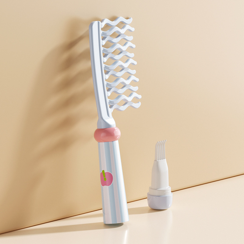 二列カーリングコーム、広歯理髪、静電気防止、ロングヘアスタイリング、女性専用マッサージ、大きな歯のふわふわコーム|undefined