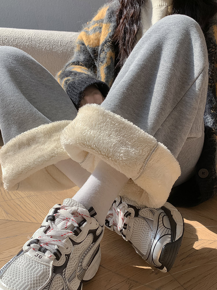 Pantalón Deportivo Térmico con Puño para Mujer de Algodón y Poliéster Súper Grueso con Cintura Alta