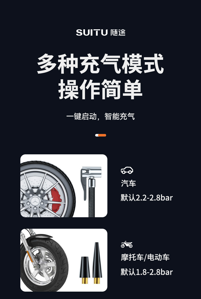 Car Air Pump, Electric Inflator for Car and Bicycle Tires, Rechargeable Air Cylinder for Vehicle Use