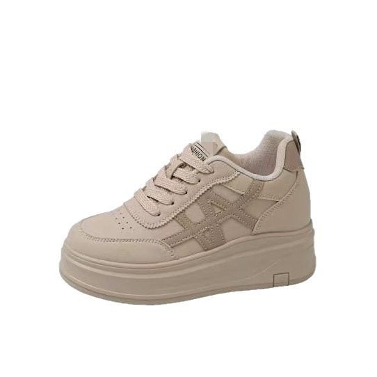 Zapatos de cuero grueso de base pequeña zapatos blancos de mujer 2026 de otoño deportes casuales zapatos de skate de entrenamiento