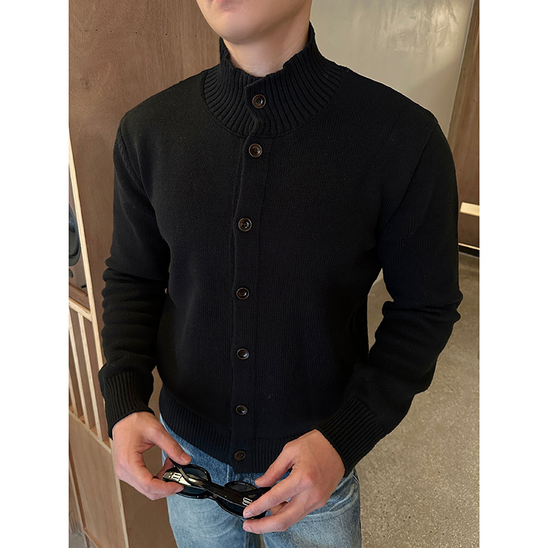 Falso de dos piezas de camiseta de punto de cuello en V suéter hombre viejo dinero estilo perezoso simple alto otoño invierno suéter fábrica transfronteriza al por mayor