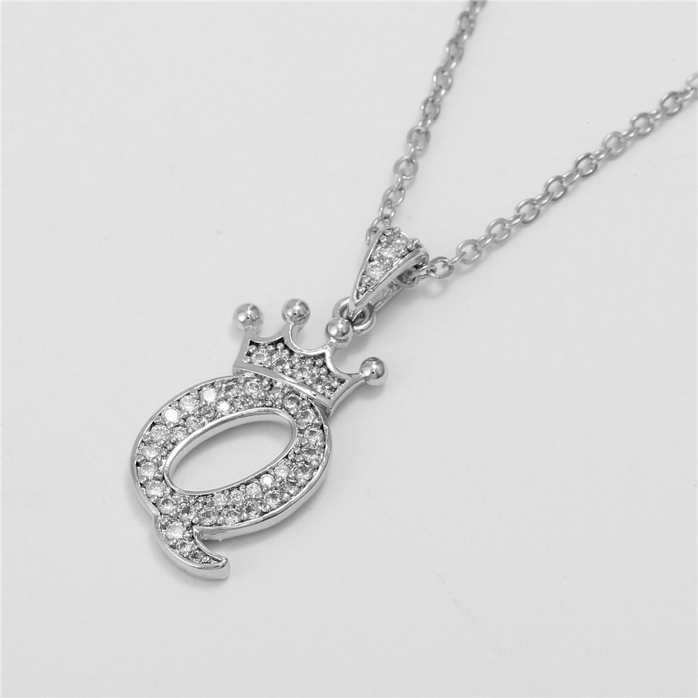 Fashion Micro-inlaid Zircon Crown English Letter Necklace Platinum Necklace Wholesale Nihaojewelry