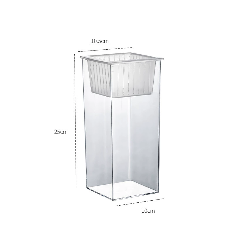Transparent square rich bamboo hydroponic flower vase ornaments fish tank container goldfish green plant ornamental micro landscape ecological tank