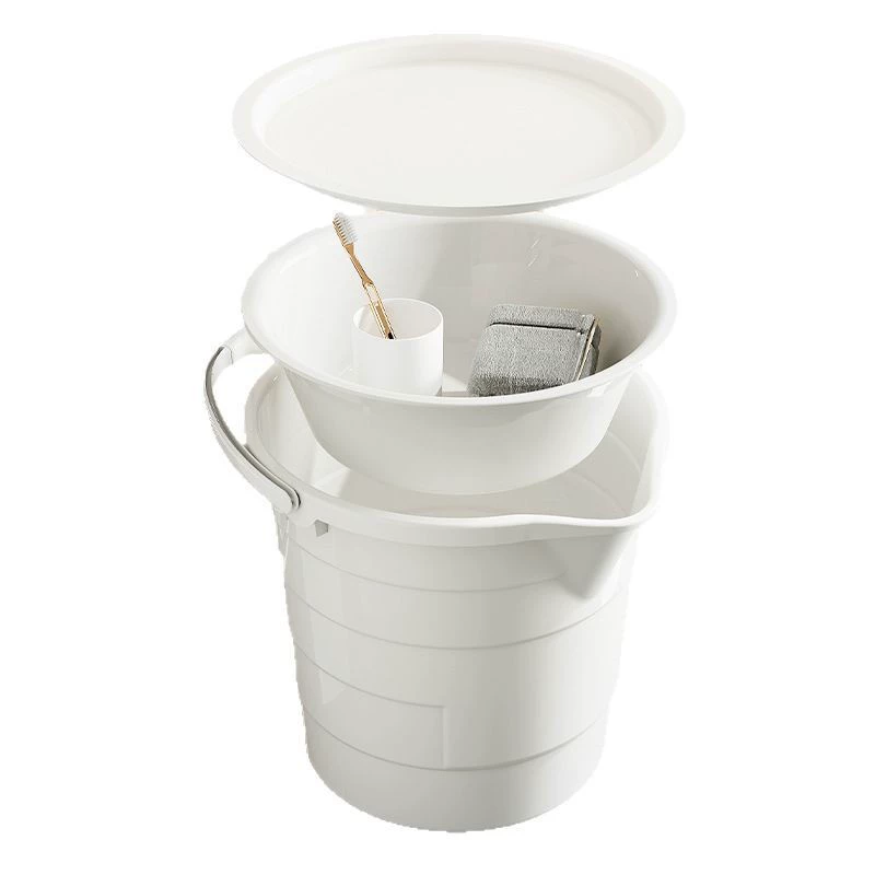 [Translated Russian equivalent of: Plastic bucket, washbasin, handheld big set for elementary school students for laundry, 3 piece set, increased thickness]