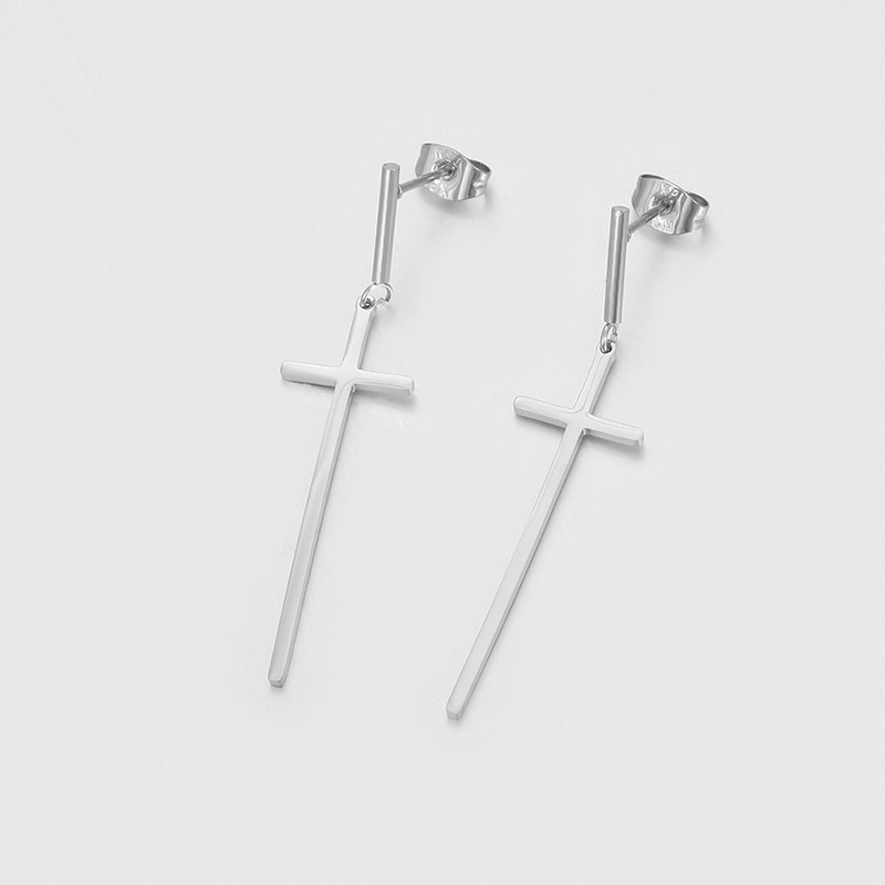 Joyas Xuping Europa y América transfronterizas de acero inoxidable color cruzado pendientes de estilo simple y frío pendientes personales al por mayor mujeres