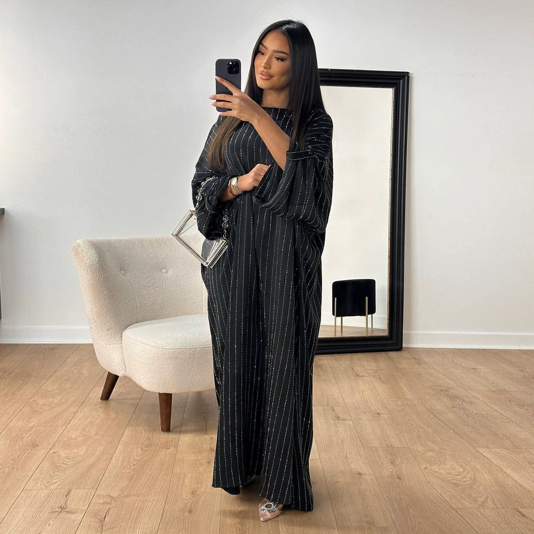 Платье в полоску 2024 Loriya Aliexpress Amazon Dubai Spring Summer Party LR884