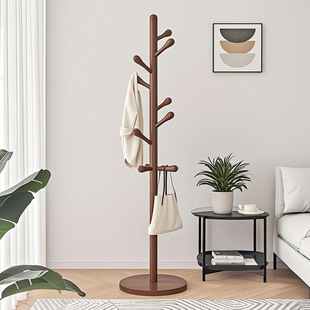 Solid Wood Clothes Hanger Floor-Standing Coat Rack Bedroom Home Clothes Hanger Simple Vertical Beech Wood Clothes Hanging Rod Indoor Bag Rack