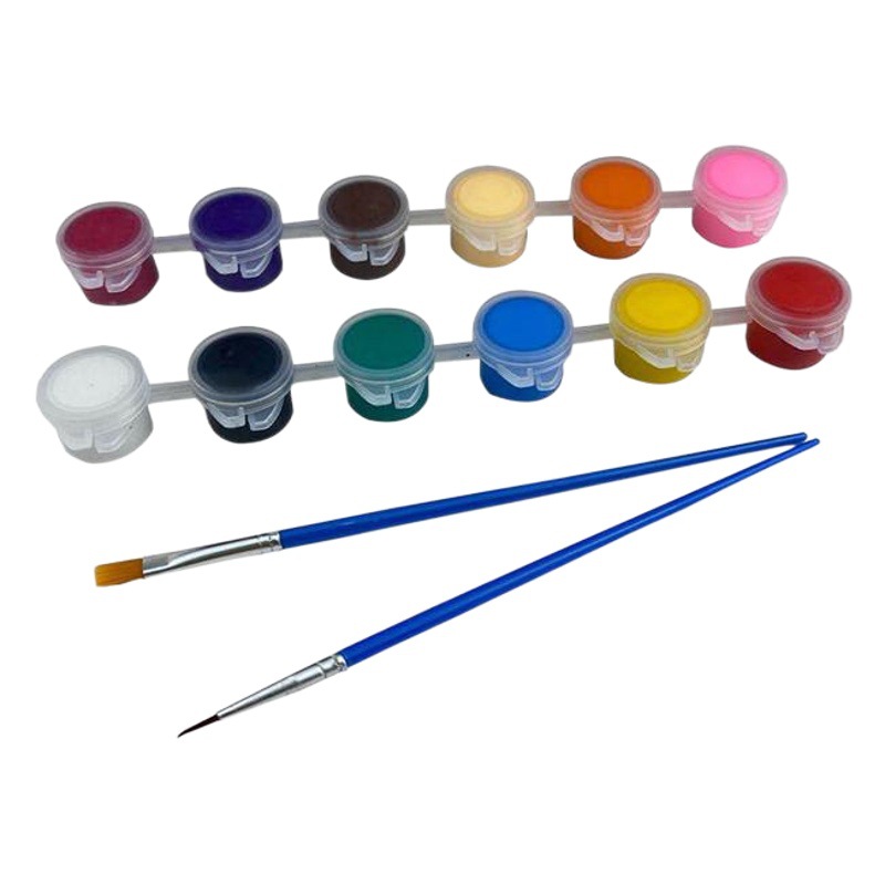 Fábrica al por mayor 3 ml 12 color conjoined pigmento acrílico placa pequeña caja traje principiante pintado a mano niños pintura de yeso
