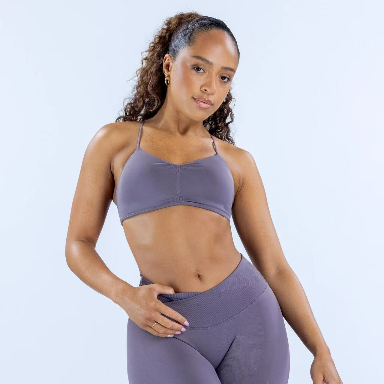 Completo yoga cross bra set donna seamless yoga set due pezzi_voghion.com