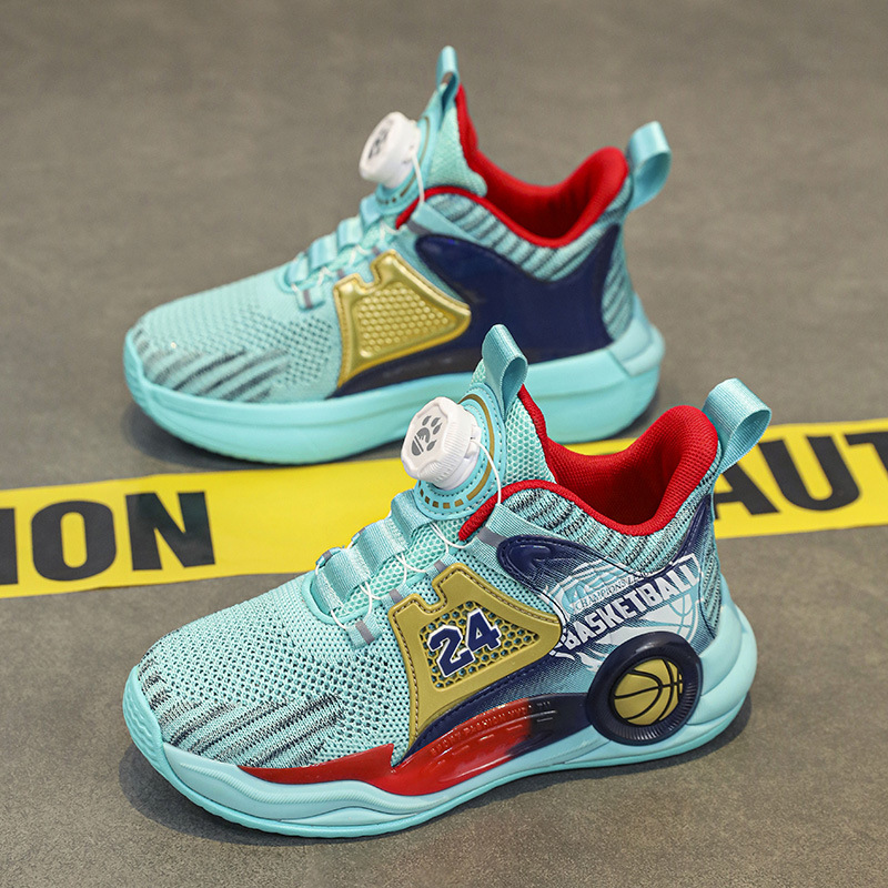 Zapatos para niños 2025 nuevas zapatillas de baloncesto para niños de primavera, zapatillas de deporte antideslizantes transpirables de malla, zapatillas de entrenamiento profesional