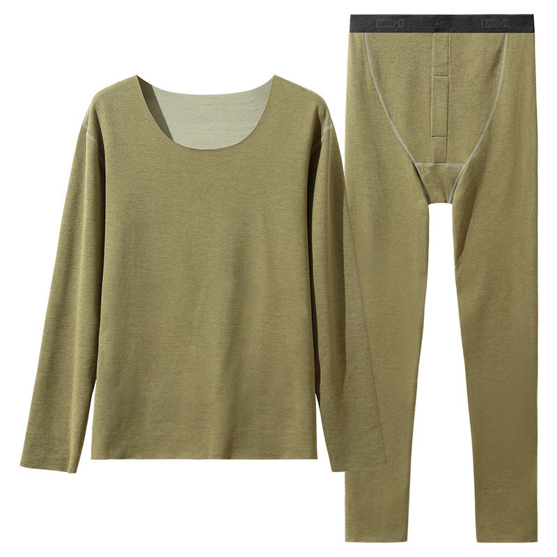 De terciopelo ropa interior térmica de los hombres engrosados calefacción mediana edad y ancianos cálido papá otoño ropa pantalones largos traje lana seda invierno