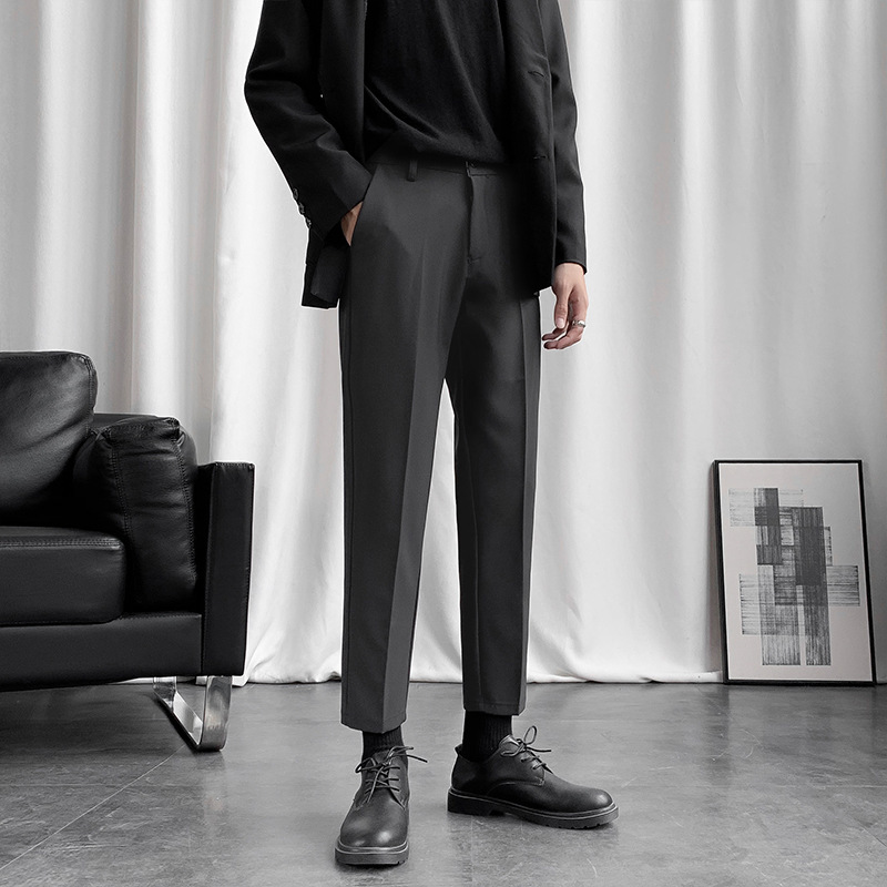 Primavera y otoño nuevos pantalones de traje de los hombres de estilo coreano de moda slim fit flaco casual pantalones largos de los hombres pantalones de traje sueltos rectos