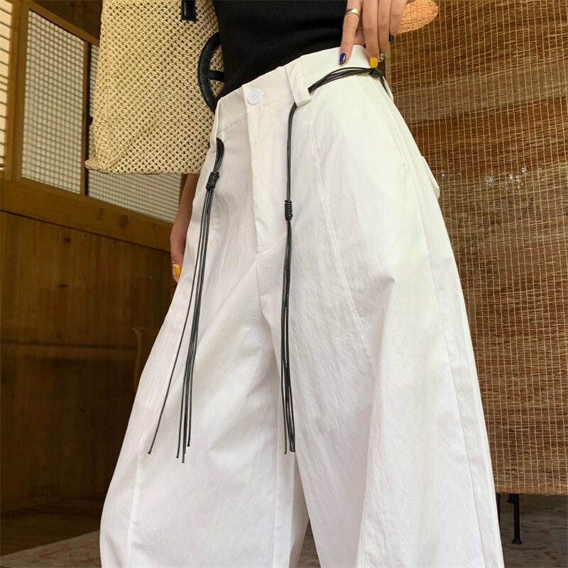 White Casual Workwear Wide-Leg Pants for Women, 2026 Spring/Summer New Style, Thin and Breathable, Quick-Dry Pants for Petite Sizes