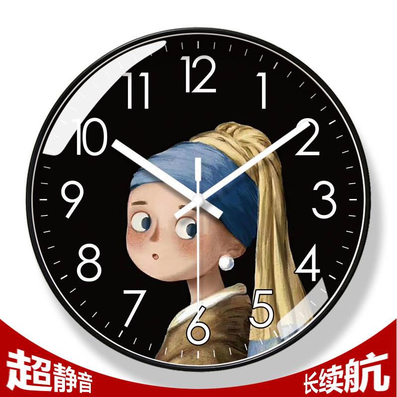 8110 Wall Clock Living Room Clock Q Edition Famous Painting Mute Clock Wall Watch Modern Mute Sweep Seconds Long Endurance Quartz Clock