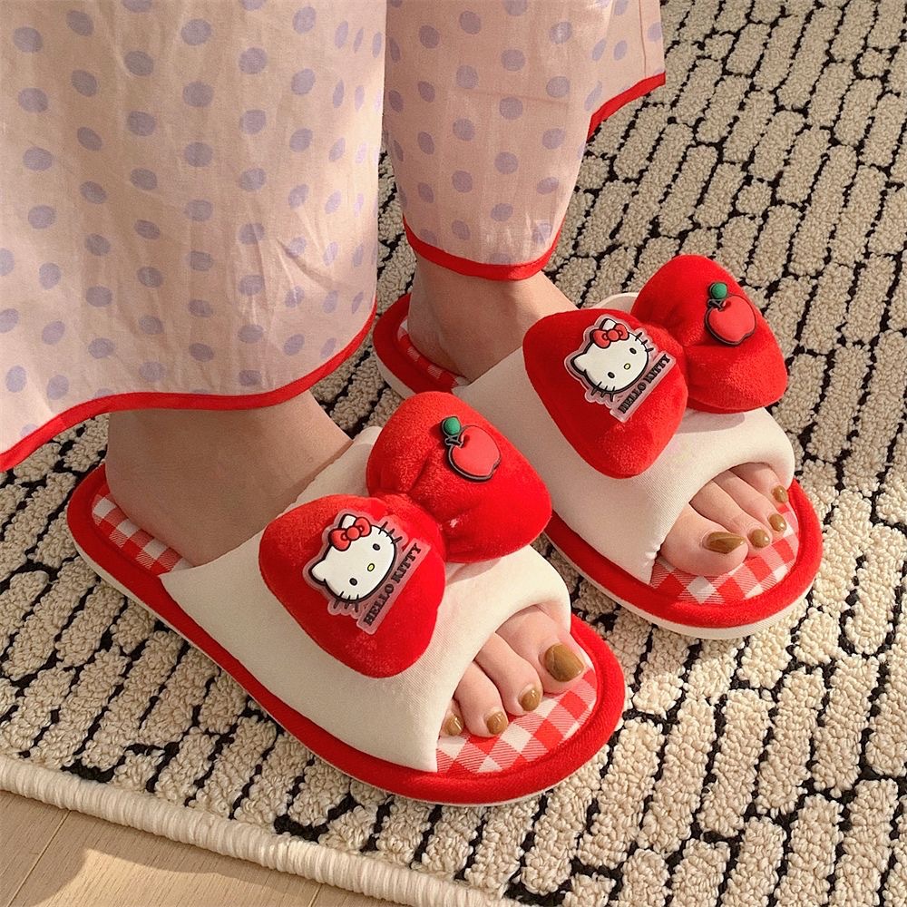hello kitty猫卡通可爱四季亚麻拖鞋女居家室内透气防滑棉麻客拖