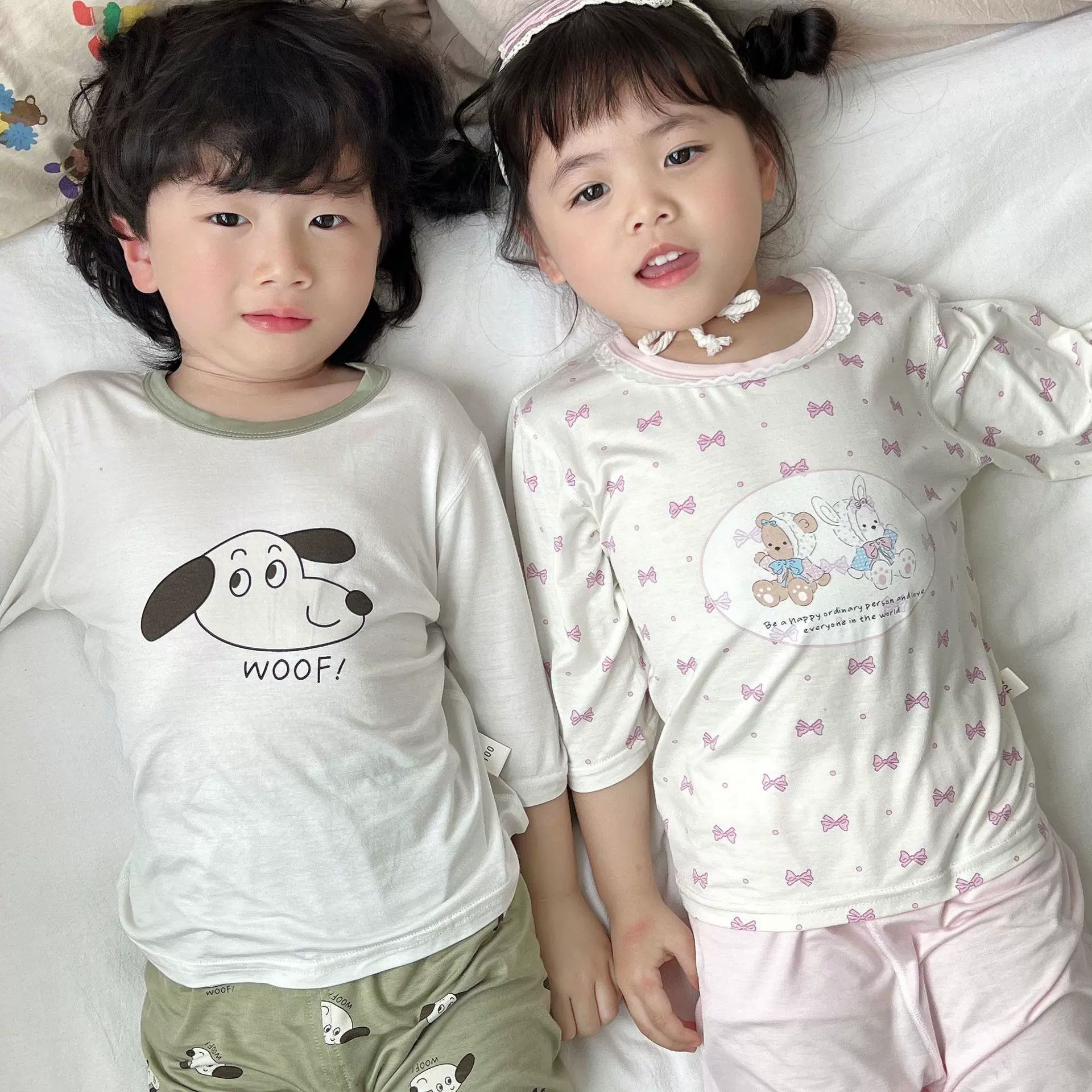 夏季优可丝薄款儿童家居服套装7分袖宝宝睡衣秋衣裤套装一件代发
