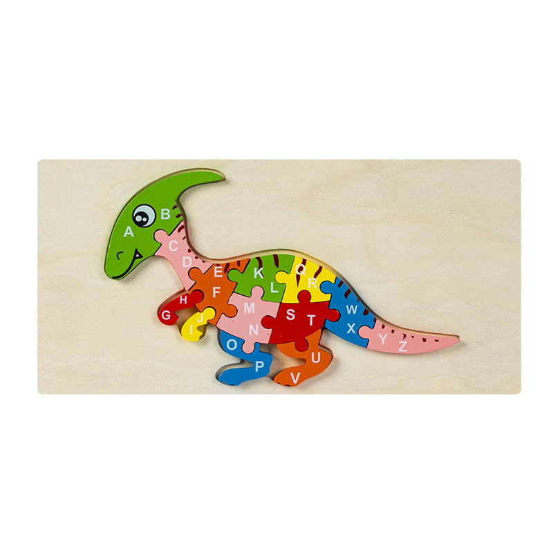 Rompecabezas para niños transfronterizos Animales cognitivos digitales dibujos animados rompecabezas tridimensional educación temprana para bebés iluminación juguetes de madera al por mayor