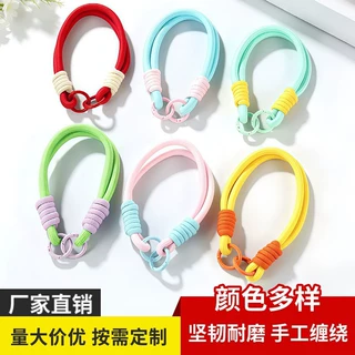 多巴胺彩色编织绳简约手机拼色挂绳 双头加粗马卡龙充电宝挂绳