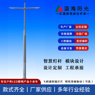 20 Shandong Qingdao Municipal Road High and Low Double Arm Street Lamp Pole Smart Street Lamp Lighting Factory Wholesale Phone