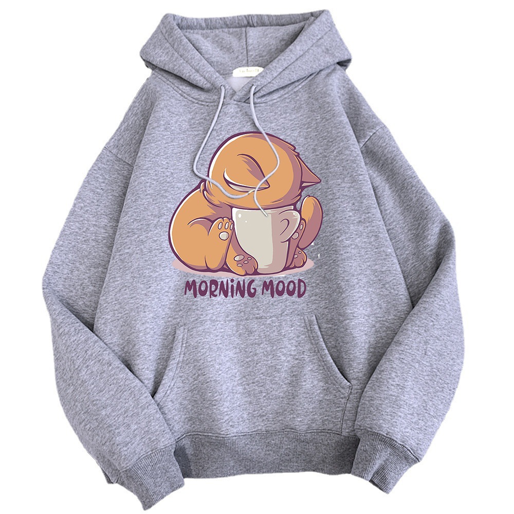 Comercio exterior AliExpress tallas grandes mujeres otoño más terciopelo invierno dibujos animados animales lindos más terciopelo suéter con capucha chaqueta sudadera con capucha