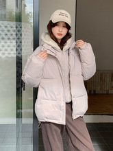 假两件棉衣女短款2025冬季韩版加厚毛绒羽绒棉服洋气chic保暖外套